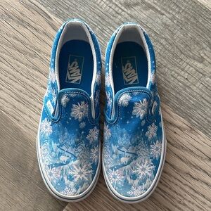 Vans low Kids Blue Snowflake‎ Slip-On Sneakers size 3